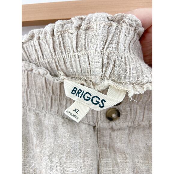 Briggs Women's Linen Blend Wide Leg Crop Pants sz XL Paperbag Waist High Rise - Picture 5 of 8